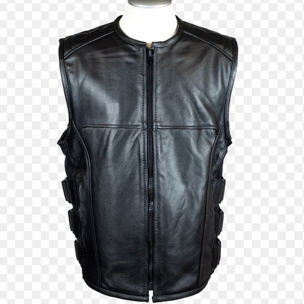 OPEN ROAD MEN'S ZIP-UP TACTICAL LEATHER VEST size medium